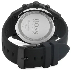 Right side angled view of Hugo Boss 1513720 highlighting the black ion-plated finish