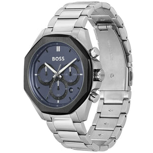 Side view of Hugo Boss Cloud 1514015 showing the silver crown and black bezel edge