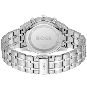 Side profile highlighting the polished silver stainless steel links of Hugo Boss 1514151