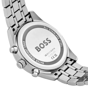 Right side angled view of Hugo Boss 1514216 highlighting the 44mm silver case