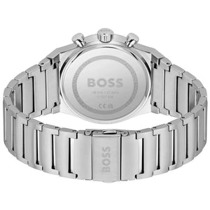 Side profile highlighting the polished silver stainless steel links of Hugo Boss 1514250