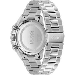 Back view of the Hugo Boss 1513907 watch showing the stainless steel caseback details