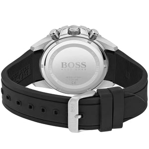 Stainless steel buckle clasp with engraved Boss logo on the rubber strap of the 1513912