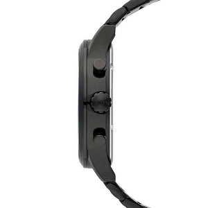 Angled view of the Hugo Boss 1513180 highlighting the black ion-plated case and pushers