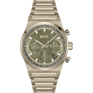 Front view of Hugo Boss Candor 1514222 chronograph men's watch on a white background.