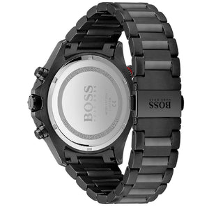 Black stainless steel deployment clasp with engraved Boss logo on the bracelet of the 1513825