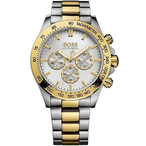 Hugo Boss Ikon 1512960 men's chronograph watch with two-tone silver and gold stainless steel strap