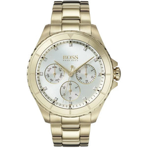 Hugo Boss Majesty 1502445 women's watch gold stainless steel silver crystal dial