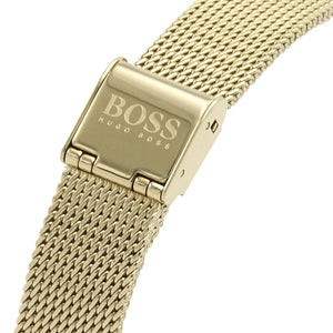 Gold tone stainless steel sliding clasp on the Hugo Boss 1502552 mesh watch