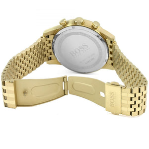Gold-tone deployment clasp with engraved Boss logo on the bracelet of the 1513531