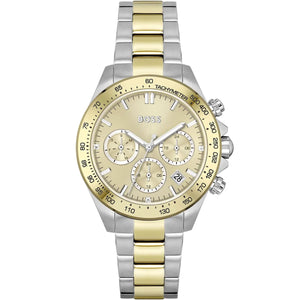 Hugo Boss Novia 1502618 women's watch two-tone silver gold stainless steel champagne dial