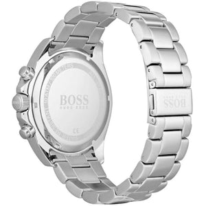 Back view of the Hugo Boss 1513704 watch showing the stainless steel caseback details