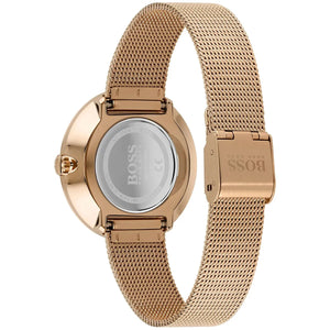 Back case view of Hugo Boss 1502548 watch showing official logo and specs