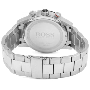 Silver stainless steel deployment clasp with engraved Boss logo on the bracelet of the 1513509
