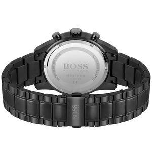 Back view of the Hugo Boss 1513785 watch showing the stainless steel caseback details