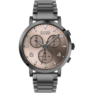 Hugo Boss Spirit 1513695 men's chronograph watch with dark grey stainless steel strap and bronze dial
