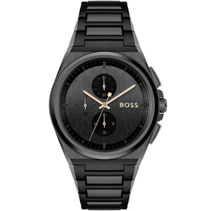 Hugo Boss Steer 1514068 men's chronograph watch with silver stainless steel strap and grey minimalist dial