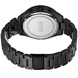 Hidden deployment clasp on the ceramic and steel bracelet of the Hugo Boss 1513581