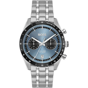 Front view of Hugo Boss Tourmaster 1514286 dual time men's watch on a white background.
