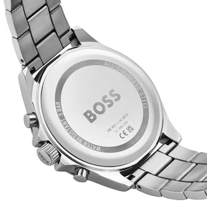 Back view of the Hugo Boss 1514057 watch showing the stainless steel caseback details