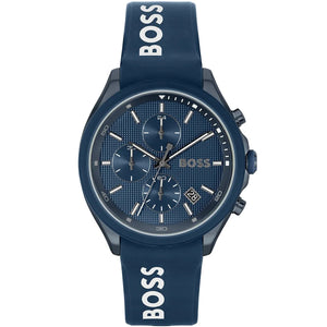 Hugo Boss Velocity 1514061 men's chronograph watch with blue rubber strap and blue case