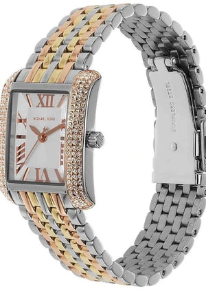 Michael Kors Emery Three-Tone MK4744 Women’s Silver, Gold & Rose Gold Stainless Steel Watch - Luxury Hub Store