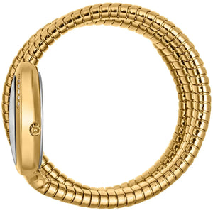 Side view photo of the unique case of Just Cavalli JC1L228M0035 showing case thickness and asymmetric snake shape from Luxury Hub Store