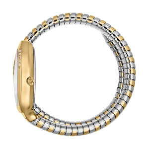 Side view photo of the unique case of Just Cavalli JC1L229M0065 showing case thickness and asymmetric shape from Luxury Hub Store