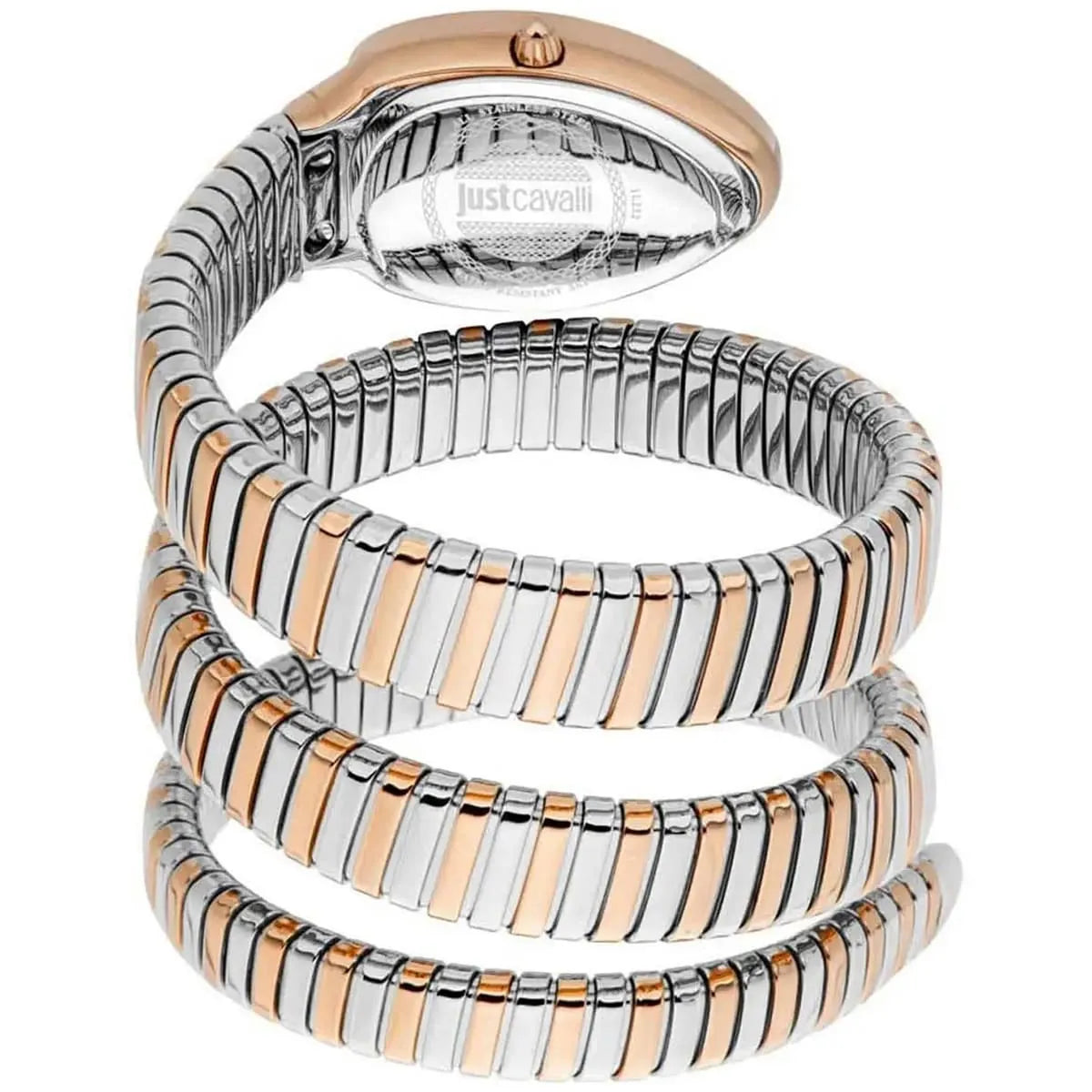 Just Cavalli Signature Snake JC1L232M0065 women's watch - coiled strap and case back view