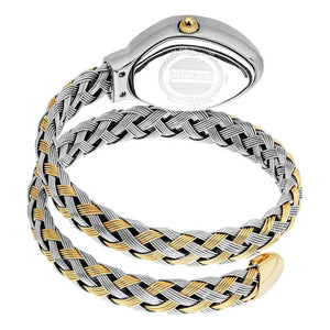 Engraved stainless steel case back of the Just Cavalli Signature Snake JC1L264M0065 women's watch.