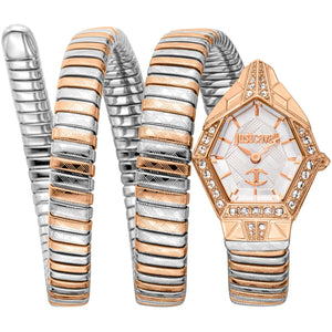 Gold and silver watch with intricate design on a white background