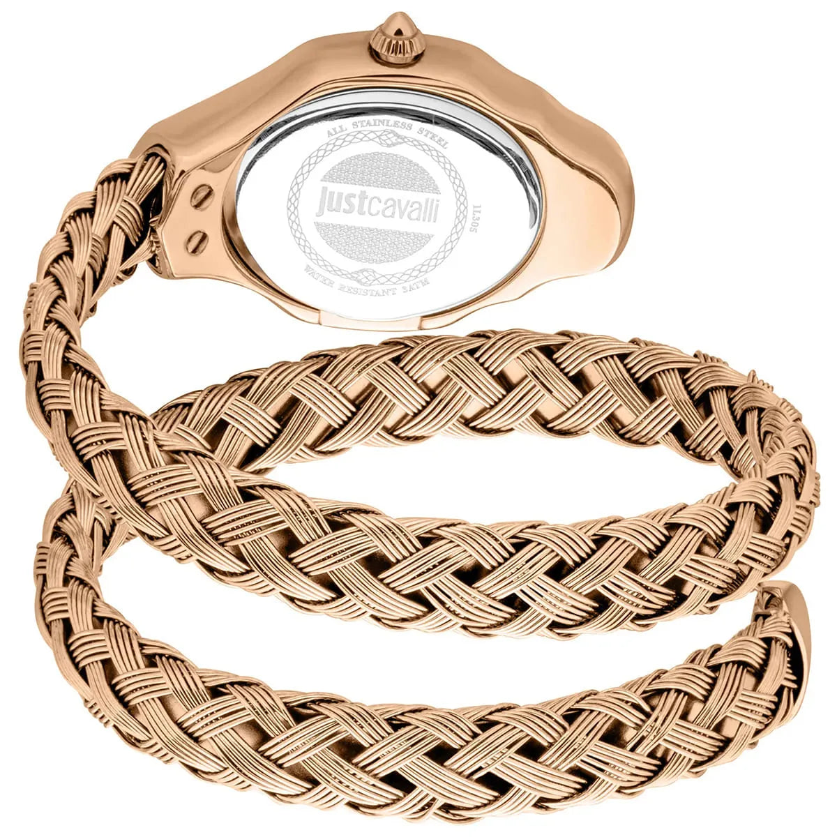 Just Cavalli Signature Snake JC1L305M0045 women's watch - coiled strap and case back view