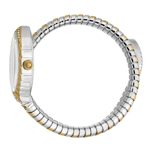 Side view photo of the unique case of Just Cavalli JC1L322M0055 showing case thickness and asymmetric shape from Luxury Hub Store
