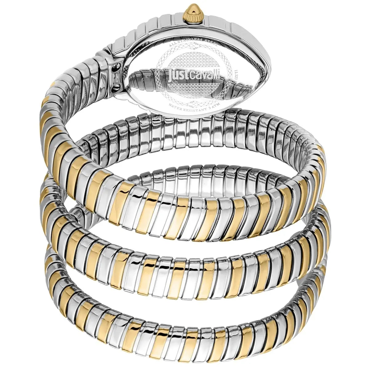 Just Cavalli Signature Snake JC1L323M0055 women's watch - coiled strap and case back view