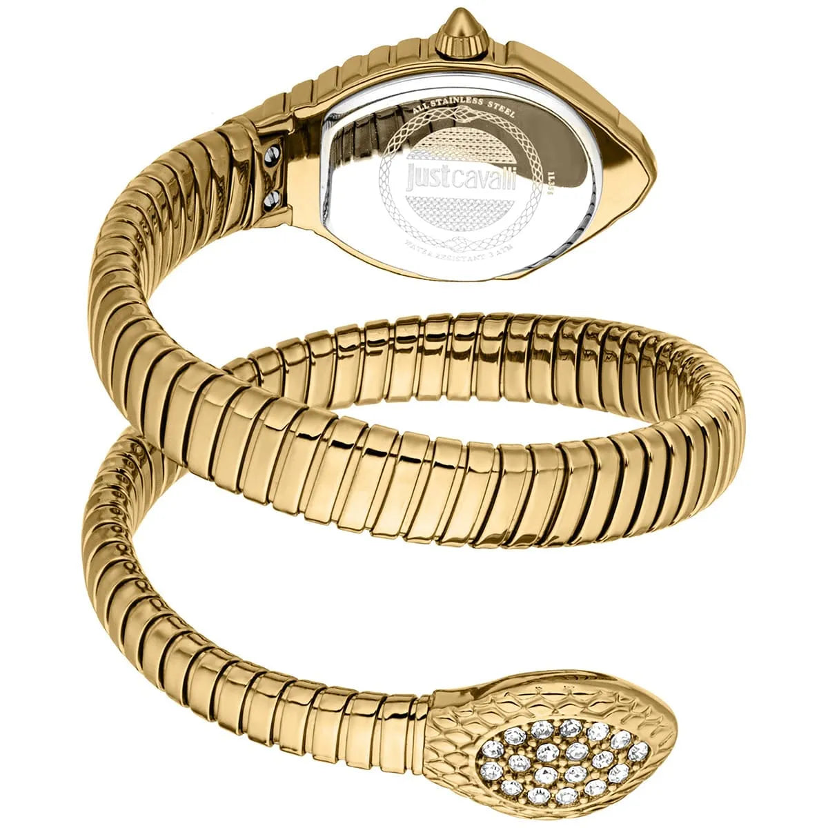Just Cavalli Signature Snake JC1L356M0025 women's watch - coiled strap and case back view