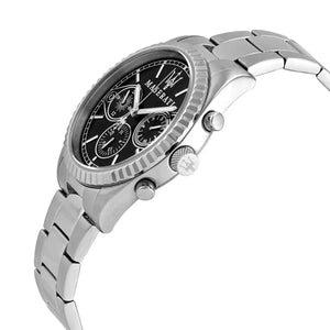 Detailed side view of the silver crown and multifunction pushers on the R8853100014