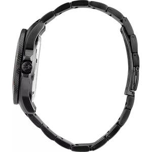 Side profile view showing the 12mm black case thickness and screw-down crown of the Maserati diver