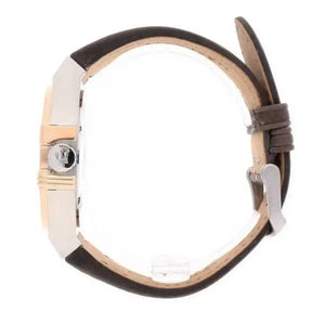 Side profile view of the 11mm thick silver stainless steel case of the Maserati Potenza