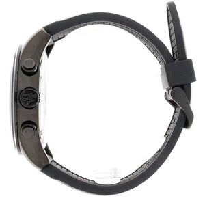 Side profile view of the 12.4mm thick black stainless steel case of the Maserati Traguardo-