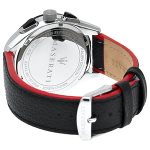 Stainless steel buckle clasp with Maserati logo on the leather strap of the R8871612028