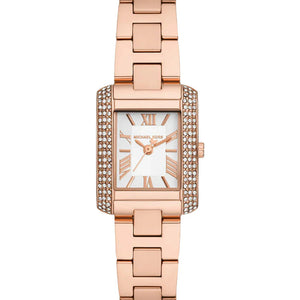 Michael Kors MK7512 Emery Women's Rose Gold Rectangular Watch with Crystal Bezel