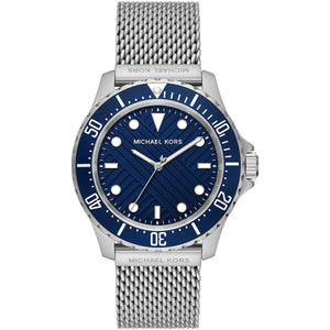 Michael Kors MK9082 Everest Men's Watch Silver Mesh Strap and Blue Bezel