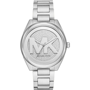 Michael Kors MK7311 Janelle Women's Silver Watch with Crystal Pave MK Logo Dial