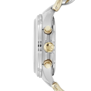 Side view of Michael Kors MK3199 showing chronograph pushers and chain profile