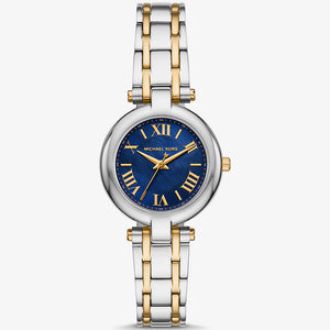 Michael Kors Lennox MK01085 women's watch with blue mother of pearl dial, gold-tone Roman numerals, two-tone silver and gold stainless steel bracelet main view