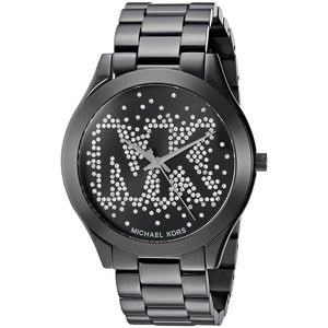 Michael Kors MK3589 Runway Slim Women’s Black Crystal Dial Stainless Steel Watch - Luxury Hub Store