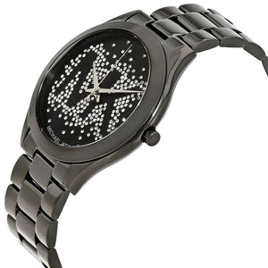 Michael Kors MK3589 Runway Slim Women’s Black Crystal Dial Stainless Steel Watch - Luxury Hub Store