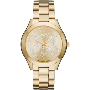 Michael Kors MK3590 Runway Slim Women’s Gold Crystal Dial Stainless Steel Watch - Luxury Hub Store