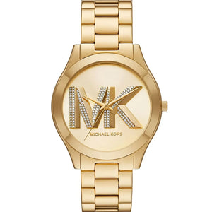 Michael Kors MK4732 Women’s Gold Dial Gold Stainless Steel Crystal Logo Watch - Luxury Hub Store