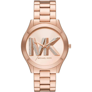 Michael Kors MK4733 Women’s Rose Gold Dial Stainless Steel Crystal Logo Watch - Luxury Hub Store
